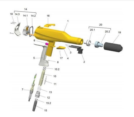 1002100 पाउडर कोटिंग स्प्रे मशीन 6 मीटर केबल के साथ पूर्ण Gema Optiselect Gm02